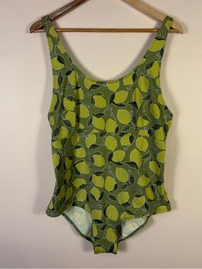 Gudrun Sjoden Green Lemon Print One-Piece Swimsuit